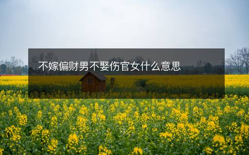 不嫁偏財男不娶傷官女什么意思