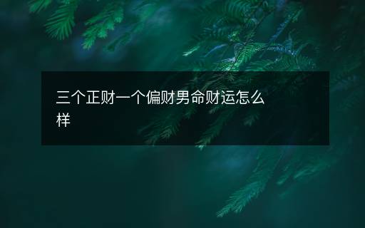 三個正財一個偏財男命財運怎么樣