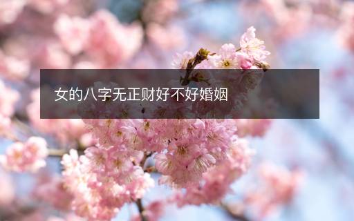 女的八字無正財好不好婚姻
