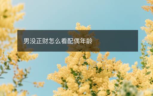 男沒正財怎么看配偶年齡