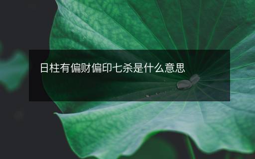 日柱有偏財偏印七殺是什么意思
