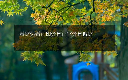 看財運看正印還是正官還是偏財