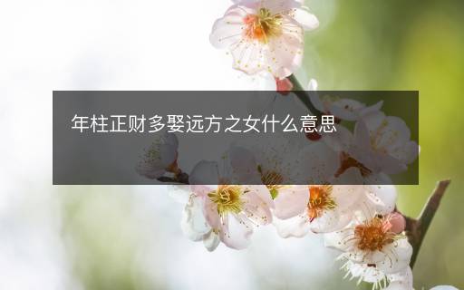 年柱正財(cái)多娶遠(yuǎn)方之女什么意思