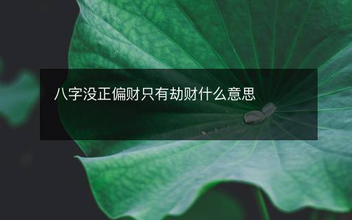 八字沒(méi)正偏財(cái)只有劫財(cái)什么意思
