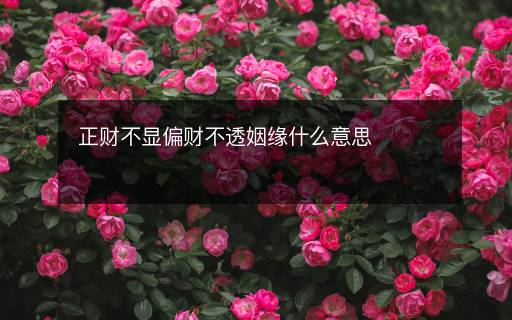 正財不顯偏財不透姻緣什么意思