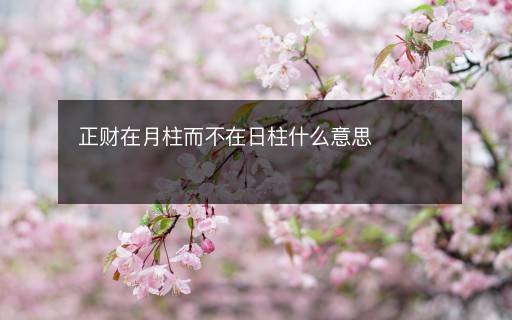 正財在月柱而不在日柱什么意思