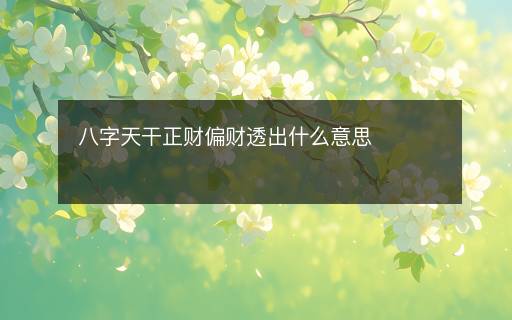 八字天干正財偏財透出什么意思