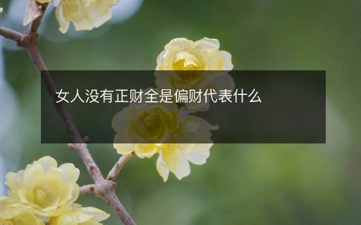 女人沒(méi)有正財(cái)全是偏財(cái)代表什么