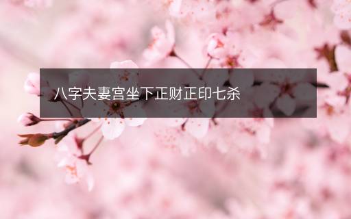 八字夫妻宮坐下正財正印七殺