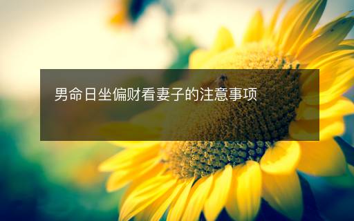 男命日坐偏財看妻子的注意事項