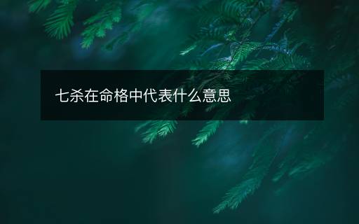 七殺在命格中代表什么意思