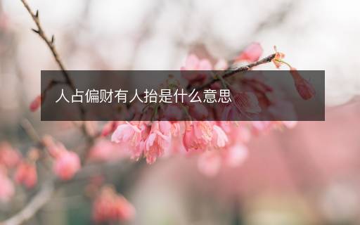 人占偏財(cái)有人抬是什么意思