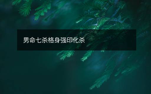 男命七殺格身強印化殺