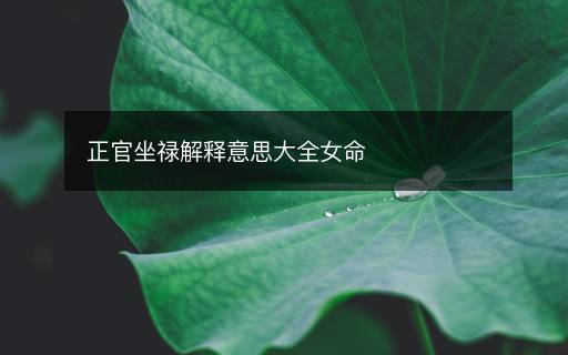 正官坐祿解釋意思大全女命