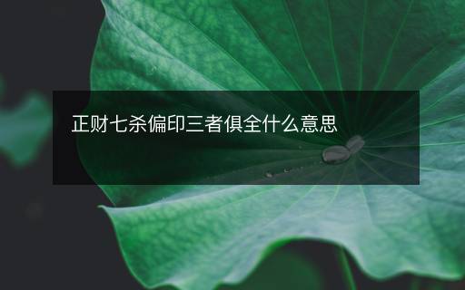 正財七殺偏印三者俱全什么意思