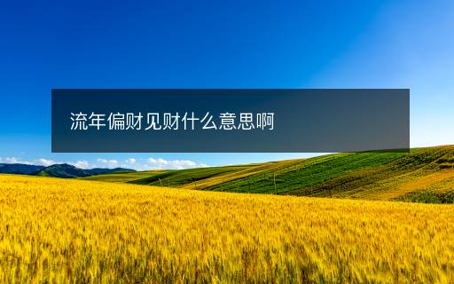 流年偏財(cái)見財(cái)什么意思啊