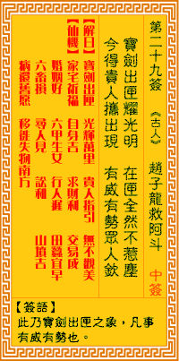 觀音靈簽第29簽
