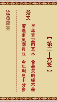 諸葛靈簽第26簽