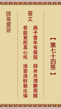 諸葛靈簽第74簽