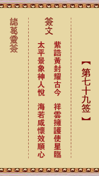 諸葛靈簽第79簽